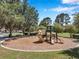Well-equipped playground with multiple slides, swings, and a play structure on a cushioned wood-chip surface at 7103 Bridgeview Dr, Wesley Chapel, FL 33545