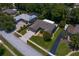 Aerial view of a house with a neatly kept yard in a tree-filled neighborhood at 80 Sycamore Ct, Palm Harbor, FL 34683