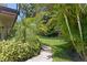 Lush backyard featuring vibrant greenery and a meticulously maintained lawn at 80 Sycamore Ct, Palm Harbor, FL 34683
