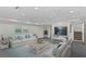 A large living room with two sofas, two chairs, a TV, and a ceiling fan that creates a relaxing atmosphere at 80 Sycamore Ct, Palm Harbor, FL 34683
