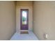 Inviting front entrance with a decorative glass door and neutral stucco walls at 11878 Thicket Wood Dr, Riverview, FL 33579