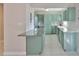 Bright kitchen with stainless steel appliances and vintage green cabinets at 13125 Wilcox Rd # 16202, Largo, FL 33774