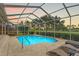A screened pool in the backyard with outdoor furniture and landscaping at 2713 Brianholly Dr, Valrico, FL 33596