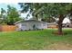 The lawn, mature trees, and wood fence complement this cozy home perfectly at 4105 W Oakellar Ave, Tampa, FL 33611