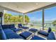 Inviting covered patio with ample seating overlooking lush greenery and waterfront, perfect for relaxation at 7115 Bay St, St Pete Beach, FL 33706