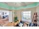 Office with hardwood floors, decorative ceiling, natural light, and a connection to other rooms at 8504 Tidal Bay Ln, Tampa, FL 33635