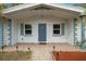 Inviting front porch with a decorative door and landscaped walkway at 9615 Jasmine Blvd, New Port Richey, FL 34654