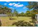 Spacious backyard featuring a well-maintained lawn, bordered by a white fence and lush greenery, offering privacy at 1213 Barmere Ln, Brandon, FL 33511