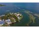 Panoramic aerial shot highlighting waterfront homes, private docks, and crystal-clear waters at 218 Colony Point S Rd, St Petersburg, FL 33705