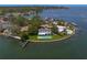 Impressive aerial showcasing home, pool, dock and lush landscaping on private waterfront at 218 Colony Point S Rd, St Petersburg, FL 33705
