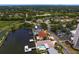 Stunning aerial view of waterfront homes with private docks and pools, near lush golf course and the city skyline at 2773 Seabreeze S Dr, Gulfport, FL 33707