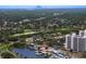 Impressive aerial view of elegant homes by the water, featuring boat docks and a picturesque golf course backdrop at 2773 Seabreeze S Dr, Gulfport, FL 33707