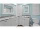 Updated bathroom with double marble-top vanity and white cabinets at 2773 Seabreeze S Dr, Gulfport, FL 33707
