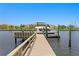 Backyard waterfront with new wooden dock and boat at 2773 Seabreeze S Dr, Gulfport, FL 33707
