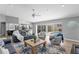 Open concept living room featuring stylish decor, comfortable seating, and sliding glass doors to the pool area at 2773 Seabreeze S Dr, Gulfport, FL 33707