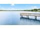 Stunning lake view featuring a wooden pier extending into the calm waters, perfect for fishing at 2807 Northcote Dr, Palm Harbor, FL 34684