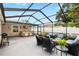 Spacious screened-in patio featuring a bar, dining area, and comfortable lounge seating at 2807 Northcote Dr, Palm Harbor, FL 34684
