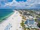 Aerial of beachfront property showcasing a vibrant coastal community at 6158 Palma Del Mar S Blvd # 306, St Petersburg, FL 33715