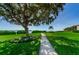 A beautifully manicured walkway to the sea featuring verdant landscaping and mature trees at 6158 Palma Del Mar S Blvd # 306, St Petersburg, FL 33715