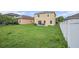 Lush backyard with patio and privacy fence offers a serene outdoor space at 13246 Kent Bradley St, Dade City, FL 33525