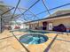Sparkling pool features a built-in hot tub, surrounded by a screened-in patio for year-round enjoyment at 13263 86Th Ave, Seminole, FL 33776