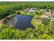 A serene lake is surrounded by lush greenery, creating a peaceful setting for lakeside homes at 14502 Pond Cypress Way, Tampa, FL 33626