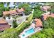 Aerial view of the community featuring a swimming pool and mature trees at 14561 El Paseo Dr, Seminole, FL 33776