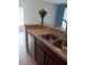 Kitchen with a stainless steel double sink and neutral countertops at 1508 Talisker Dr, Clearwater, FL 33755