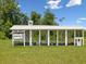 Well-built chicken coop in a grassy area, offering a sustainable living element for the community at 17729 Nectar Flume Dr, Land O Lakes, FL 34638