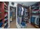 Spacious walk-in closet with custom shelving and rods to organize clothing and accessories efficiently at 1903 Curry Rd, Lutz, FL 33549