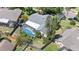 Aerial view of the property featuring a private pool, lush landscaping and surrounding neighborhood at 1914 Elk Spring Dr, Brandon, FL 33511