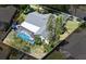 Overhead view of home featuring private pool, landscaped backyard, and mature trees at 1914 Elk Spring Dr, Brandon, FL 33511