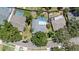 Aerial view showcases a single-Gathering home with a pool and well-maintained landscaping in a residential neighborhood at 1914 Elk Spring Dr, Brandon, FL 33511