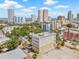 Aerial view of the building with city skyline and beautiful blue skies in the background at 205 5Th N Ave # 501, St Petersburg, FL 33701