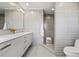 Modern bathroom features a large vanity, large mirror, and a walk-in shower at 205 5Th N Ave # 501, St Petersburg, FL 33701