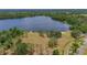 Scenic aerial perspective of a beautiful lake, showcasing its natural beauty and community amenities at 2712 Spring Meadow Dr, Plant City, FL 33566