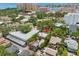 The aerial view showcases the house amongst a vibrant cityscape near the coast at 345 8Th Ne Ave, St Petersburg, FL 33701