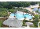Stunning aerial view of a community pool with beach access at 11006 Tahiti Isle Ln, Tampa, FL 33647