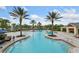 Large outdoor community pool area with lounge chairs and several palm trees at 11006 Tahiti Isle Ln, Tampa, FL 33647