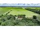 Aerial view of the property featuring lush green fields and a clear blue sky at 12434 Cody Dr, Wimauma, FL 33598