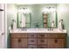 Updated bathroom with double sink vanity, framed mirrors, and updated fixtures at 14902 Foxhound Pl, Tampa, FL 33624