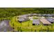 Aerial view of the home with a pond and lush green landscaping at 17263 Mango Shay Ct, Land O Lakes, FL 34638