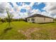 Spacious backyard with ample grass area, complemented by a home exterior in a tranquil neighborhood setting at 17263 Mango Shay Ct, Land O Lakes, FL 34638