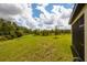 Expansive backyard with lush green grass and pond at 17263 Mango Shay Ct, Land O Lakes, FL 34638