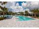 Gorgeous swimming pool area with lounge chairs, palm trees, and a lap pool for exercise and relaxation at 17263 Mango Shay Ct, Land O Lakes, FL 34638