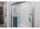 Bathroom features a modern glass enclosed walk-in shower with subway tile at 17263 Mango Shay Ct, Land O Lakes, FL 34638