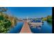 Picturesque waterfront view of a private boat dock with boats against a clear blue sky, perfect for boating enthusiasts at 2533 Dolly Bay Dr # 203, Palm Harbor, FL 34684