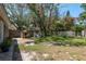 Spacious backyard with lush green grass, mature trees, and brick BBQ at 314 Bath St, Tarpon Springs, FL 34689