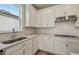 Close up of well-equipped kitchen features white cabinets and stainless steel appliances at 4303 Big Sky Dr, Spring Hill, FL 34604