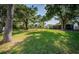 Expansive backyard with lush green grass, mature trees, and a glimpse of the home's exterior at 455 Cypress Lake Ct, Oldsmar, FL 34677